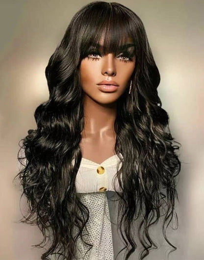 Cara- Pre Everything Glueless 13x5 Body Wave Lace Front Wig With Bangs Crystal HD Pre Cut Lace Human Hair Wig