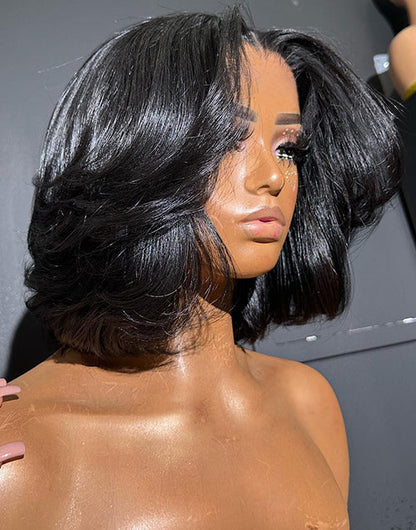 Berenice- Glueless Pull Go Wigs Layered Cut Style Pre Cut 6x5 Lace Human Hair Wig Skip The Salon
