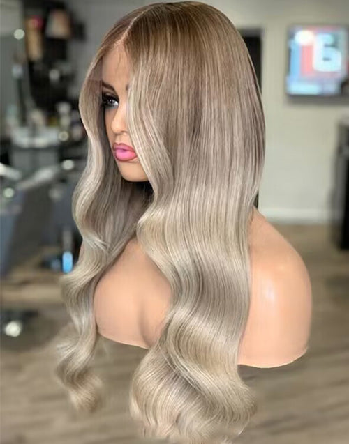 Winy-Ombre Brown Blonde 13x4 Frontal Lace Loose Wavy Wig Glueless Wig