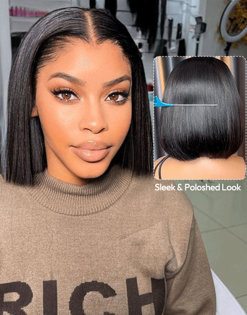13x4 Lace Front Bob Wig Glueless Straight Human Hair Wig