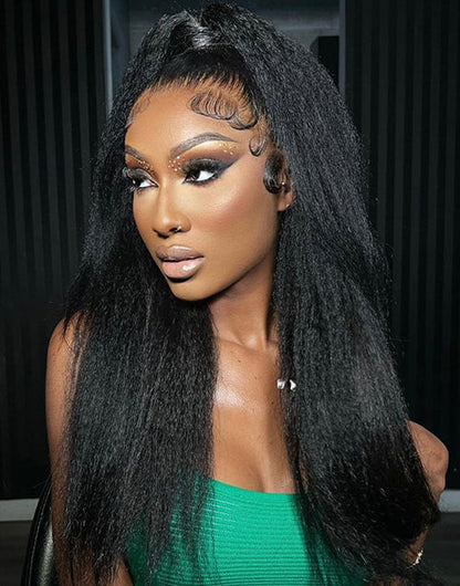 Invisi Strap 360 Skin Lace Frontal Kinky Straight Wig Pre Everything Wig Natural Look