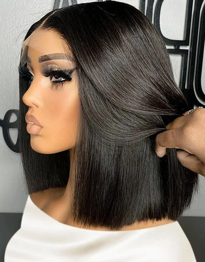 13x4 Lace Front Bob Wig Glueless Straight Human Hair Wig
