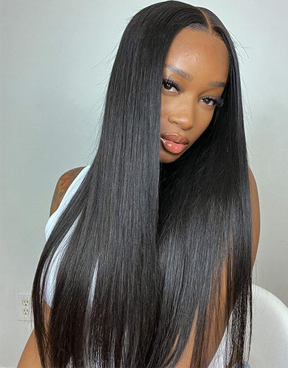 Glueless Straight 4x4 Pre Cut Lace Wig Bleached Knots Human Hair Super Deal