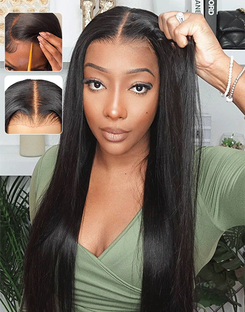 20" Straight Wig 5x5 Pre Cut Lace Glueless Pre Plucked Wig Super Deal