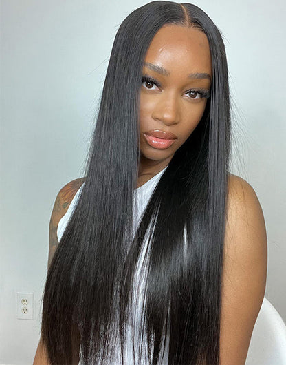 Glueless Straight 4x4 Pre Cut Lace Wig Bleached Knots Human Hair Super Deal