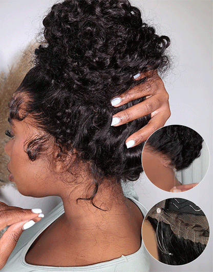 Water Wave Invisi Strap Snug Fit 360 Lace Frontal Bleached Knots Pre Cut Lace Wig