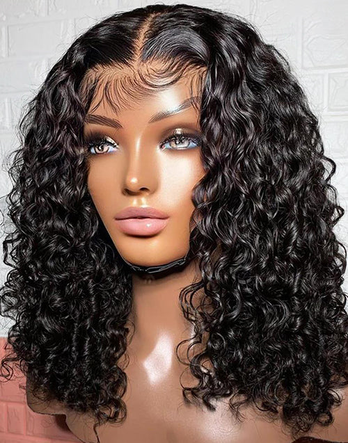 22" Curly Pre Cut 7x5 Lace Wig Glueless Human Hair Wig