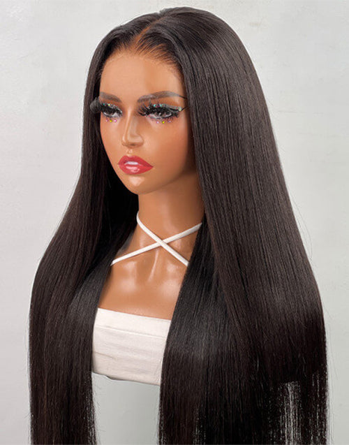 Una- 40 Inch Glueless Straight 13x4 Lace Front Human Hair Wig