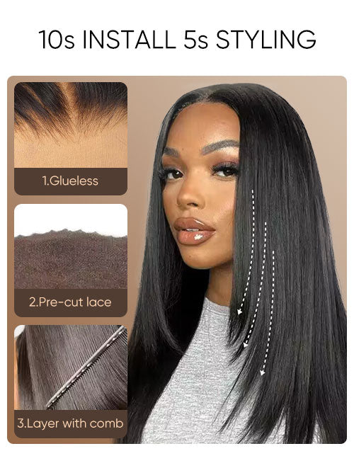 Cherry- Pre Everything Skip The Stylist Go Glueless 9x6 Pre Cut Lace Layer Cut Straight Wig