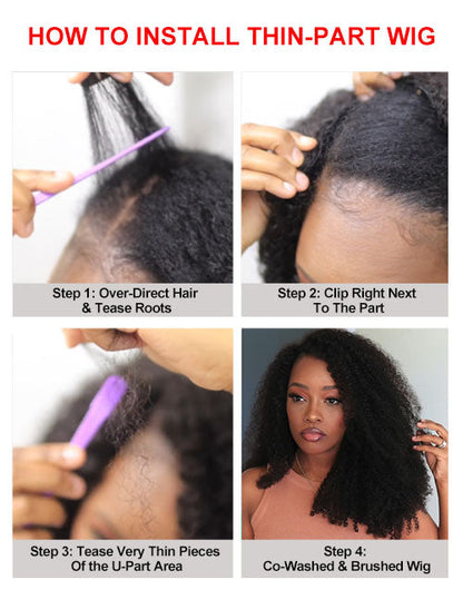 14" Curly Thin V Part Bob Wig No Leave-Out