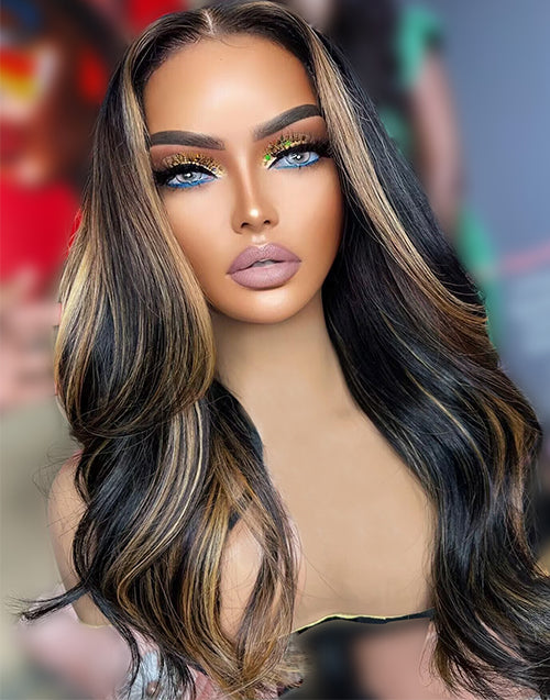 Doreen- Balayage Colored Wavy Pre Cut 9x6 Lace Glueless Wig Human Hair