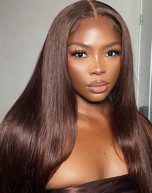 Thera- Pre-cut 7x5 Lace Wig Dark Brown Straight Hair Wear & Go Glueless 13x5 Lace Front Human Hair Wigs