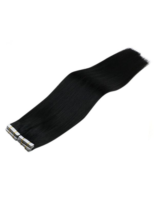 Tape in Natural Black Straight Human Hair Extensions #1b