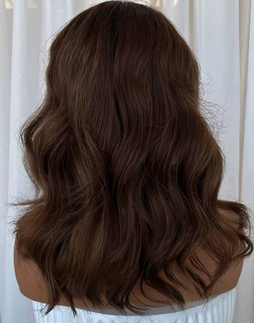 Alani-Brown Color Middle Length Wavy Real HD Lace Glueless 5.5x5.5 Lace Wig For Women