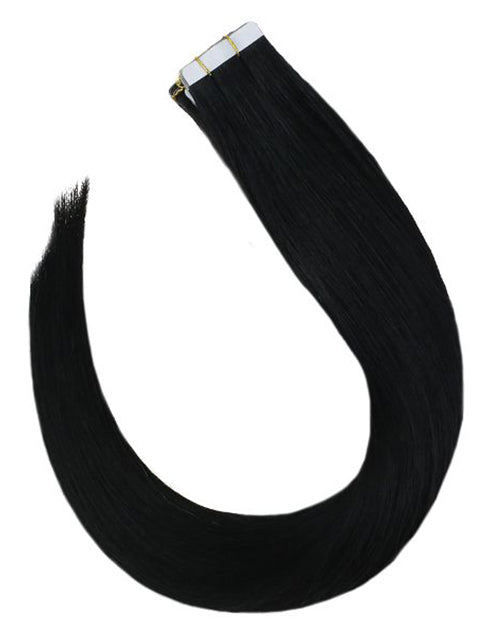 Tape in Natural Black Straight Human Hair Extensions #1b