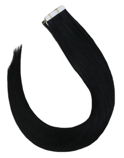 Tape in Natural Black Straight Human Hair Extensions #1b