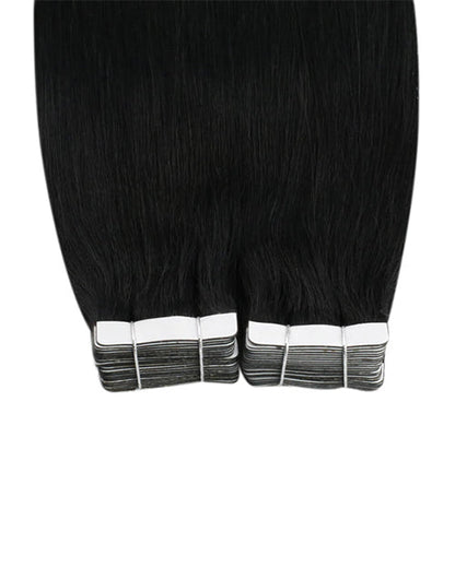 Tape in Natural Black Straight Human Hair Extensions #1b