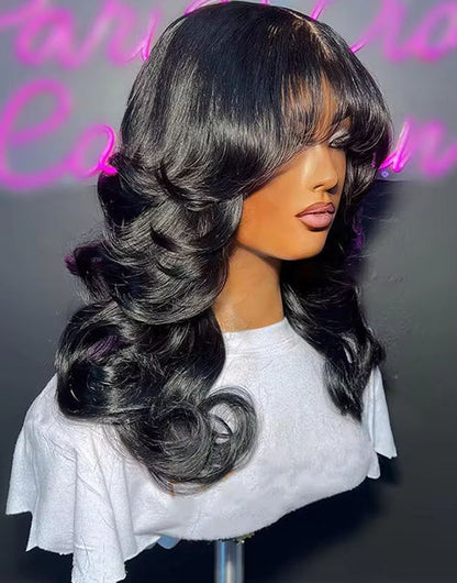 Kama- Curtain Bangs Glueless Wig Loose Wavy 13x5 Pre Everything Wig Human Hair