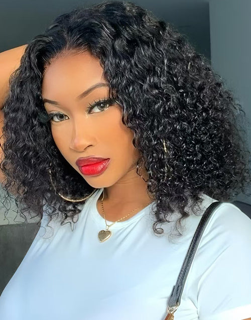 Curly Bob Lace Wig Glueless Wig Human Hair [Medium Cap]