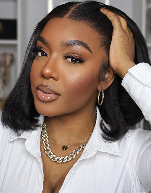13x4 Lace Front Bob Wig Glueless Straight Human Hair Wig