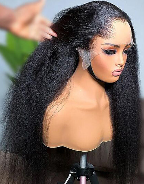 Realistic M Hairline Kinky Straight Glueless Wig 13x5 Pre Everything Wig