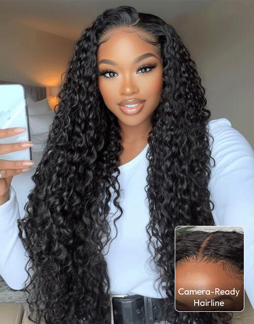Edith- 13X5 Pre Everything Glueless Water Wave Human Hair Wigs Pre Cut 7X5 Wigs