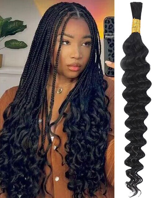 Loose Deep Bulk Human Hair for Braiding No Weft 12A Human Hair Extensions for Boho Braids
