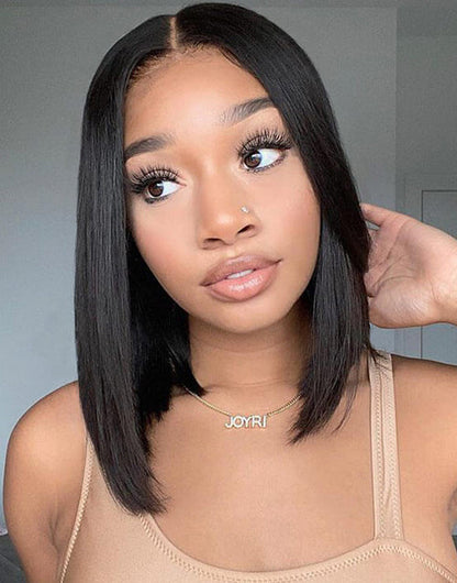 13x4 Lace Front Bob Wig Glueless Straight Human Hair Wig