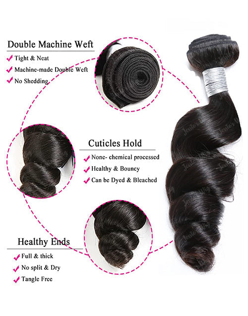 Human Hair Bundles Loose Wave 3 Bundles With 4x4 Lace Closure