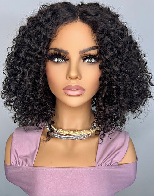 14" Sprial Curl 5x6 Bob Glueless Wig Pre Cut Lace