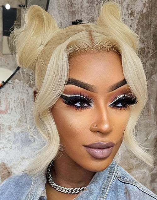 Anara- Upgrade 360 Skin Lace With Invisi Strap Blonde 613 Body Wave Updo Look Glueless Wig Human Hair Wig