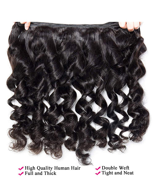 Human Hair Bundles Loose Wave 3 Bundles With 4x4 Lace Closure