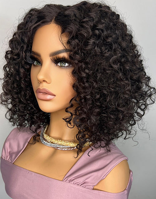 14" Sprial Curl 5x6 Bob Glueless Wig Pre Cut Lace