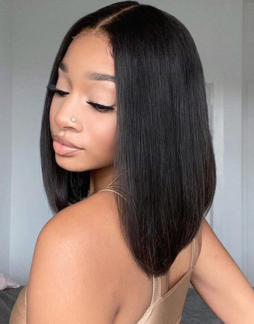 13x4 Lace Front Bob Wig Glueless Straight Human Hair Wig