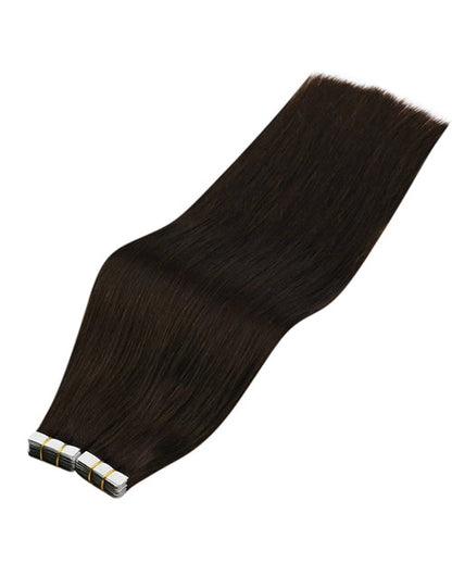 Tape in Extensions Darkest Brown Straight Human Hair Extensions #2
