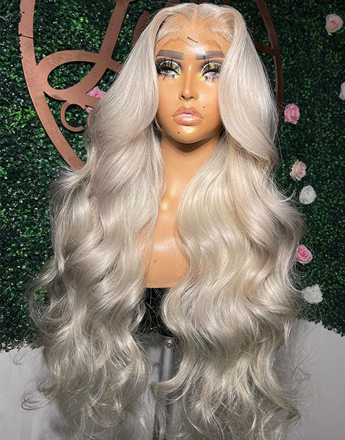 Katie-#60 Platinum Blonde 13x4 Lace Front Wig Glueless Human Hair Wigs Body Wave