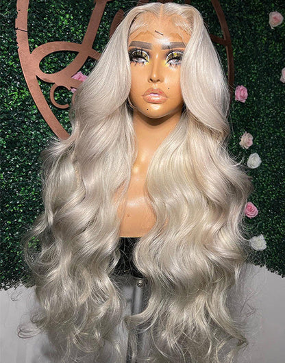 Katie-#60 Platinum Blonde 13x4 Lace Front Wig Glueless Human Hair Wigs Body Wave