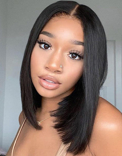 13x4 Lace Front Bob Wig Glueless Straight Human Hair Wig