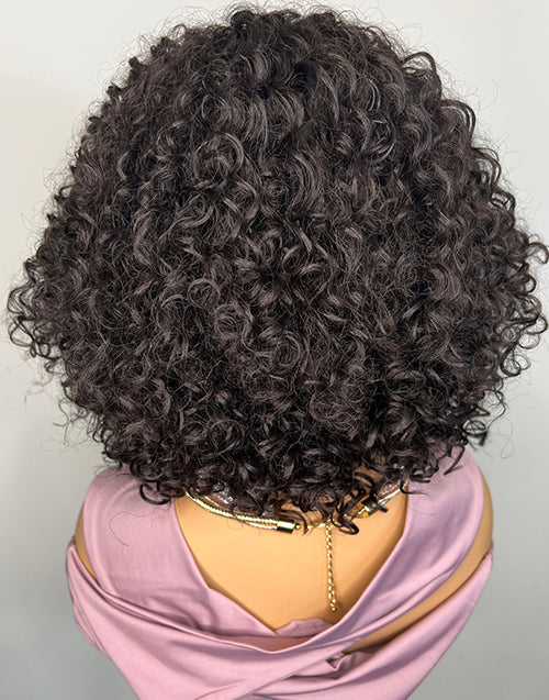 14" Sprial Curl 5x6 Bob Glueless Wig Pre Cut Lace