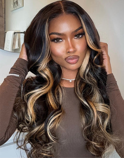 Yanet- Butterscotch Honey Caramel Highlights Body Wave Glueless Wig 220% Density Pre Cut Lace