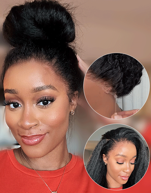 Invisi Strap 360 Skin Lace Frontal Kinky Straight Wig Pre Everything Wig Natural Look