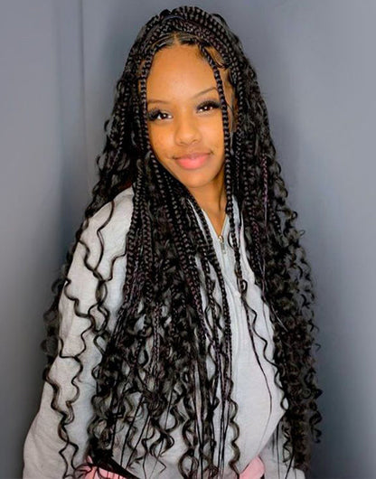 9x6 Lace Braided Knotless Boho Box Wig for Women
