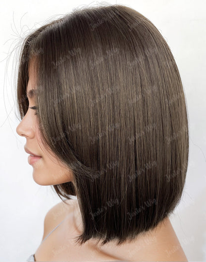 Sue-Custom Made Brunette Color 13x6 Lace Frontal 5.5x5.5 Lace Bob Wig Human Hair