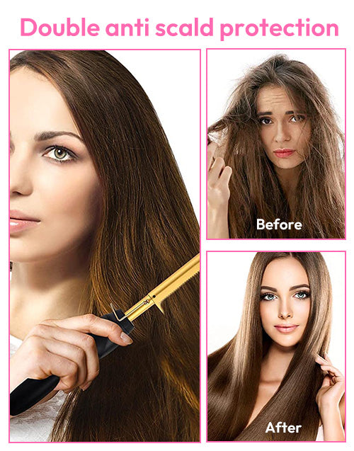 Hot Comb Hair Straightener Pressing Combs - Ceramic Electric Hair Straightening Comb, Curling Iron for Wigs