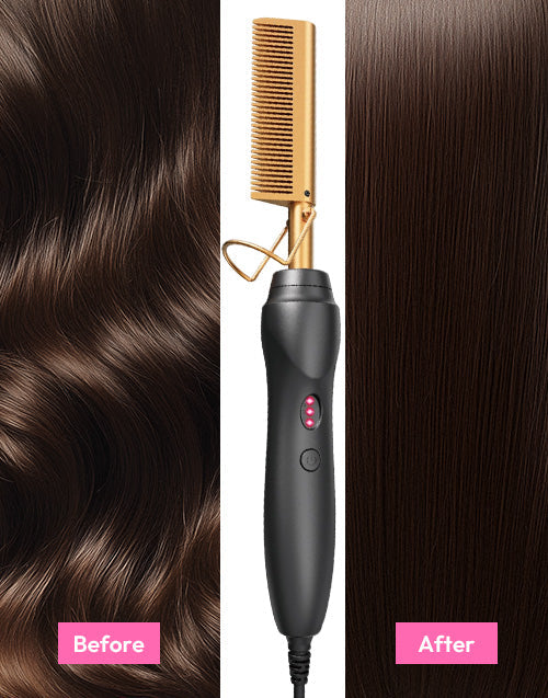 Hot Comb Hair Straightener Pressing Combs - Ceramic Electric Hair Straightening Comb, Curling Iron for Wigs