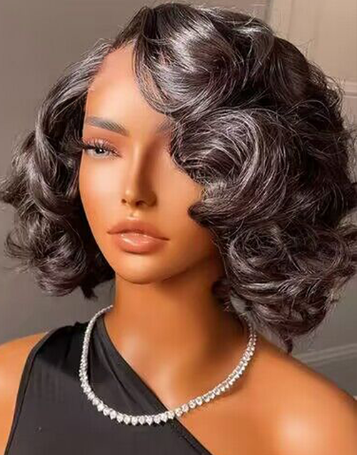 Gail- Short Loose Wavy Bob 5x5 Pre Cut Lace Wig Glueless Human Hair Wig