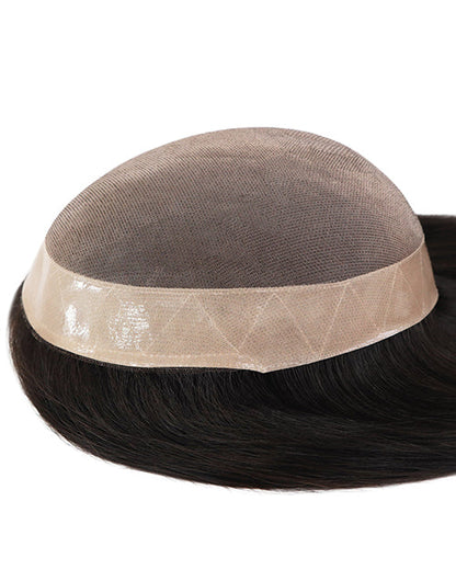 16 Inch Natural Black Mono Base Human Hair Topper Silky Straight Top Pieces