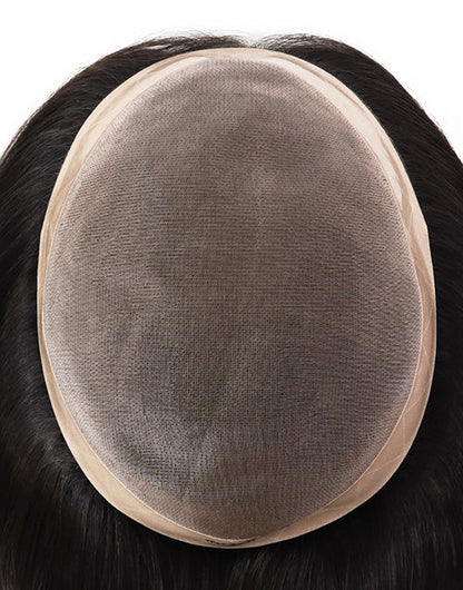 16 Inch Natural Black Mono Base Human Hair Topper Silky Straight Top Pieces