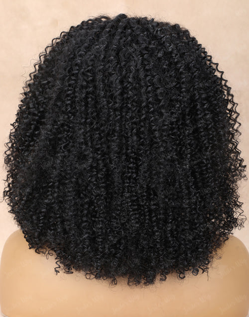 Saskia- Shoulder Length Fluffy Curl 7X5 Bob Pre Cut Lace Preplucked Human Hair Wig 250% Density Glueless Crystal Lace Wig