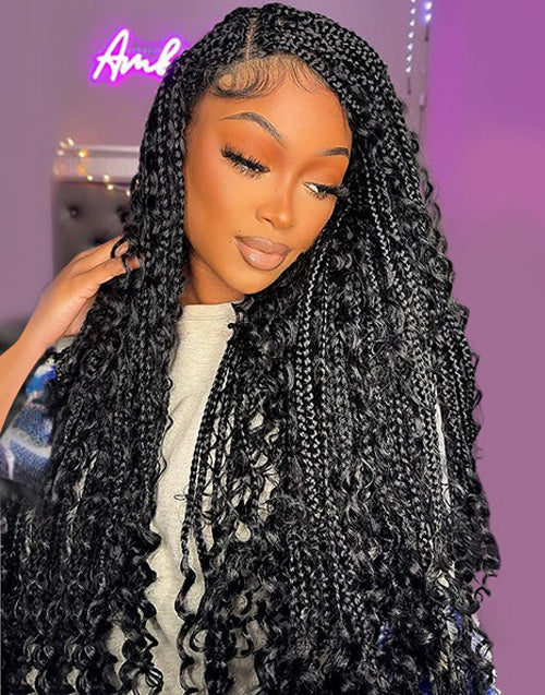 9x6 Lace Braided Knotless Boho Box Wig for Women